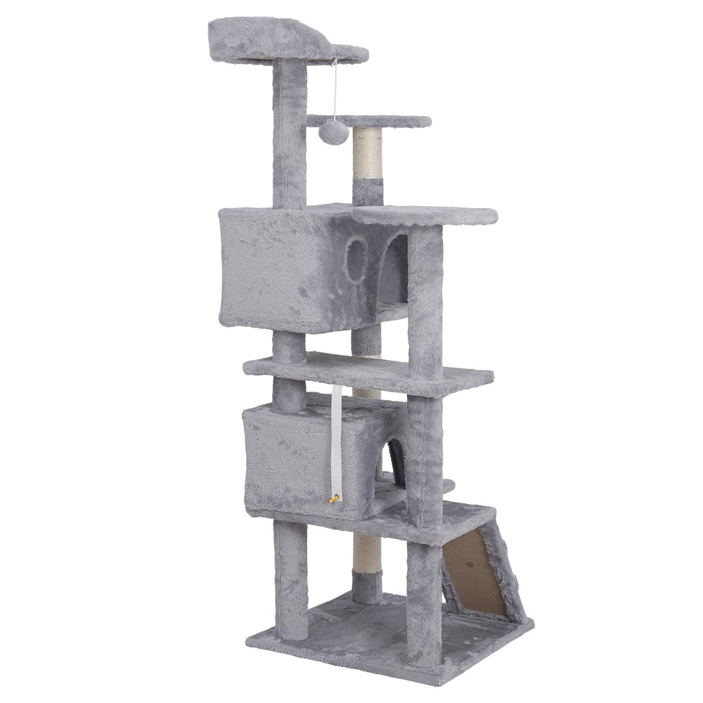 55" Cat Tree Multi Level Tower Condo Activity Center Scrathching Post Light Grey