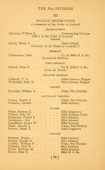 WW I US Army 91st Division Lists All Award American French & Belgian!!! Book