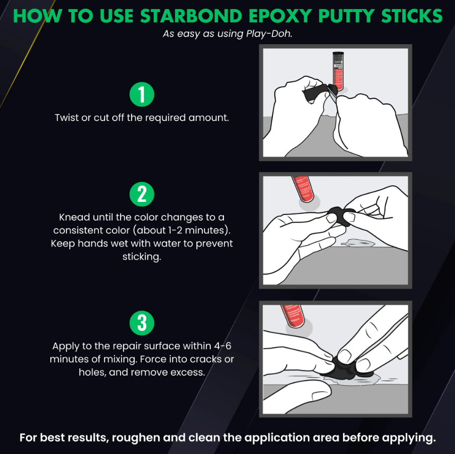 Starbond Epoxy Putty | General Purpose (Black), 2 oz.