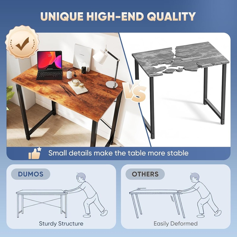 DUMOS 32 in Small Computer Desk for Home Office, Modern Study Work Table Simple