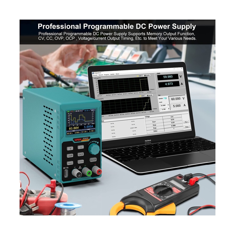 Programmable DC Power Supply (0-60 V 0-5 A) 110V Input High Precision 4-Digit...