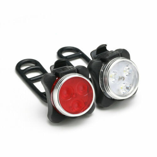 2xUSB Rechargeable LED Bike Lights Set Headlight Taillight Caution Bicycle Light