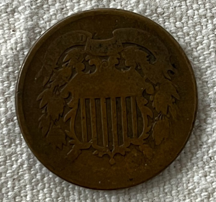 1864 Two Cent Piece - 2c 2¢ US Circulated Raw Bronze Type Coin -