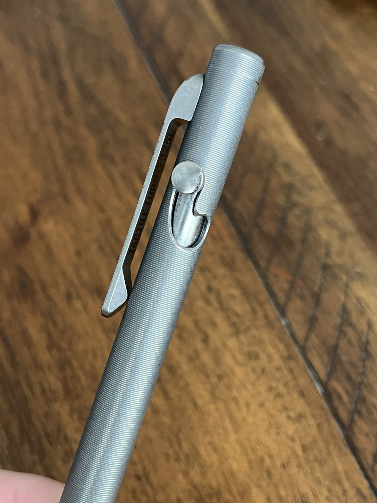 Tactile Turn Carryology Edition Slim Stonewash Titanium Bolt Action Pen Long