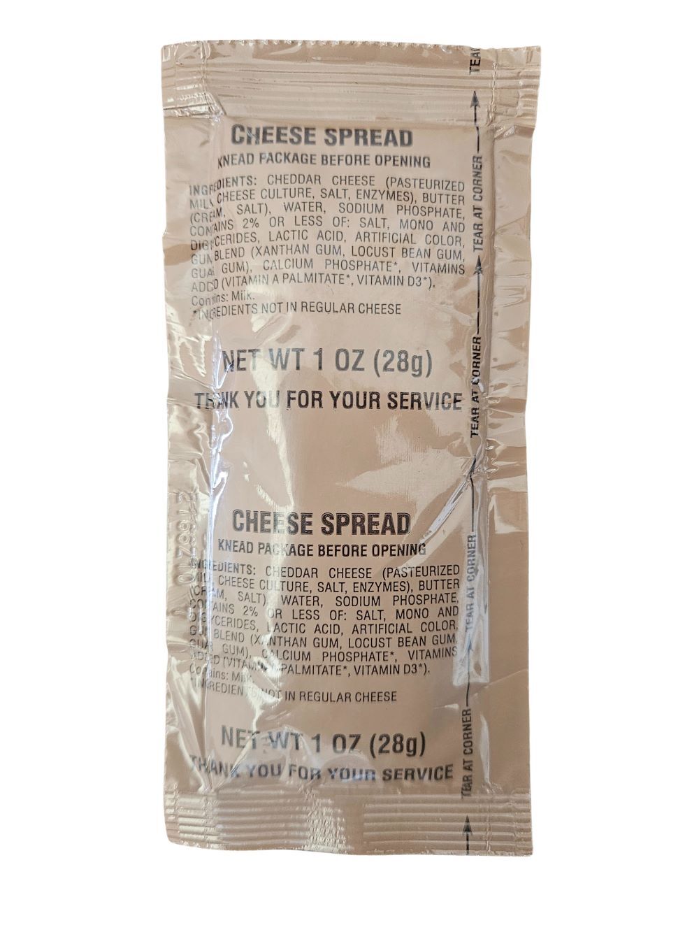 Authentic USGI Ration Component: Cheddar Cheese Spread - 12, 24, 48 & 100 Packs!