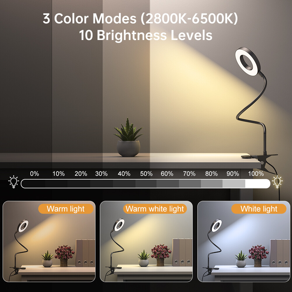 LED Desk Lamp Adjustable Swing Arm Lamp with Clamp Eye-Caring Reading Desk Light