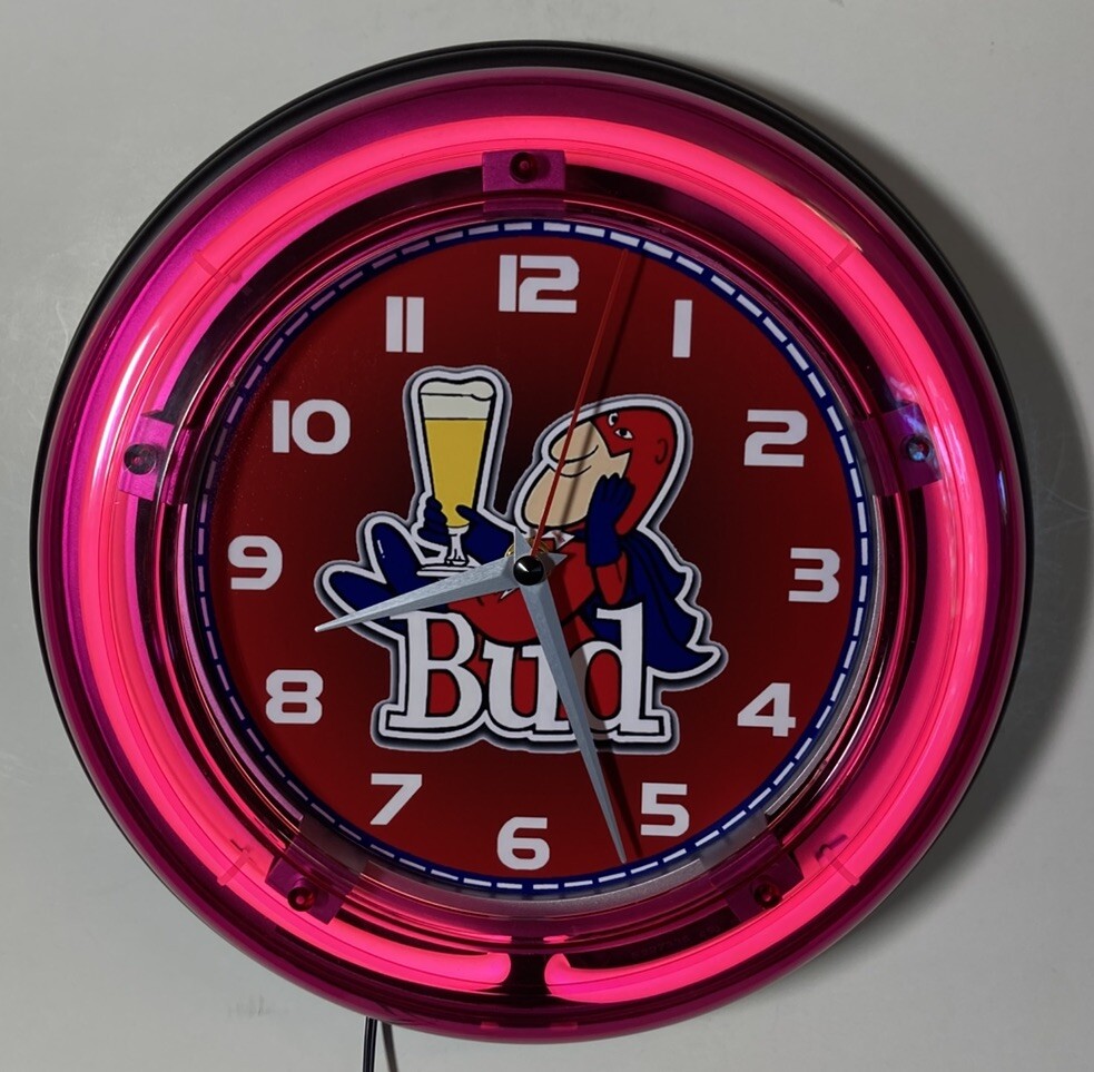 Budweiser Budman nostalgic logo neon clock