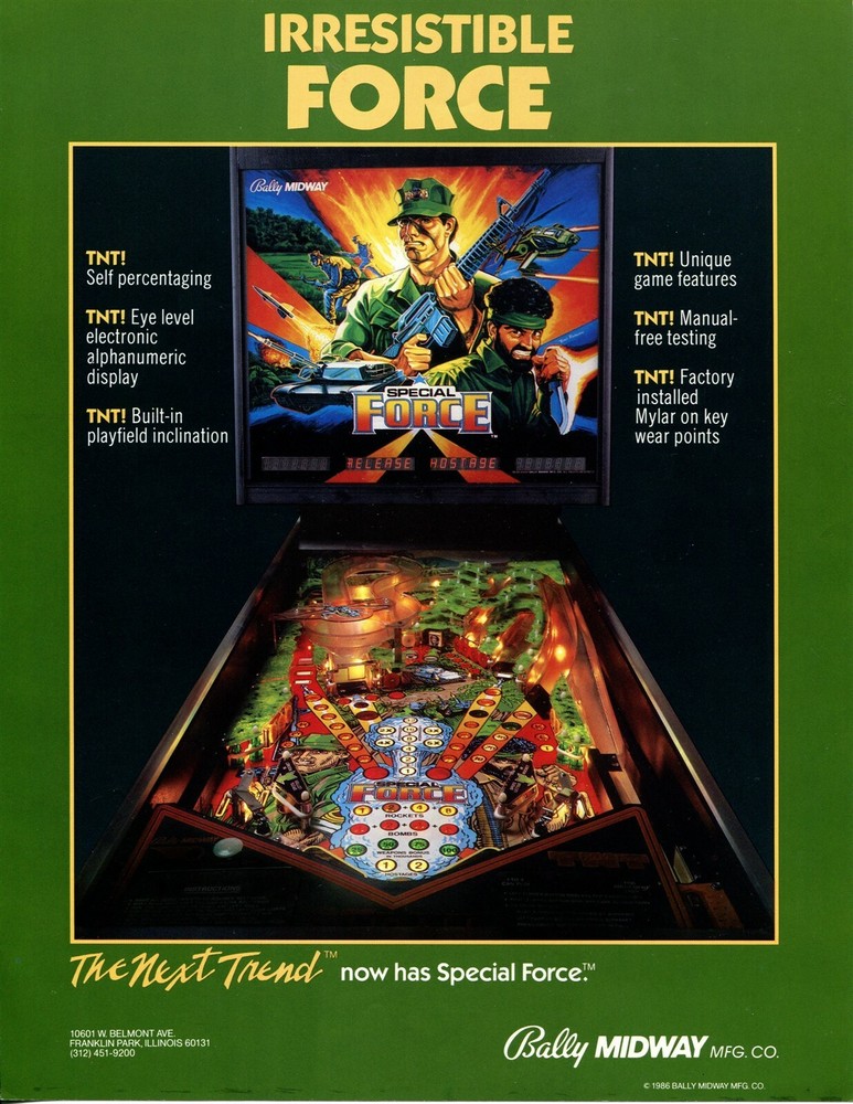 Special Force Pinball Flyer / Brochure / Ad