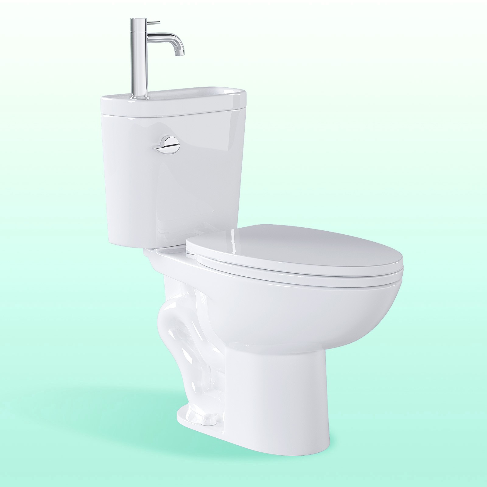 Two Piece Toilet with Sink 2 in 1 Toilet Bowl with Faucet 1.28 GPF Single Flush