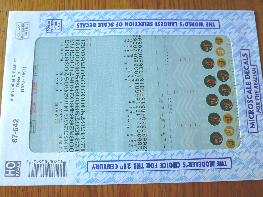 Microscale Decal HO #87-642 Elgin, Joliet & Eastern - EJ&E -- Diesels 1970-91