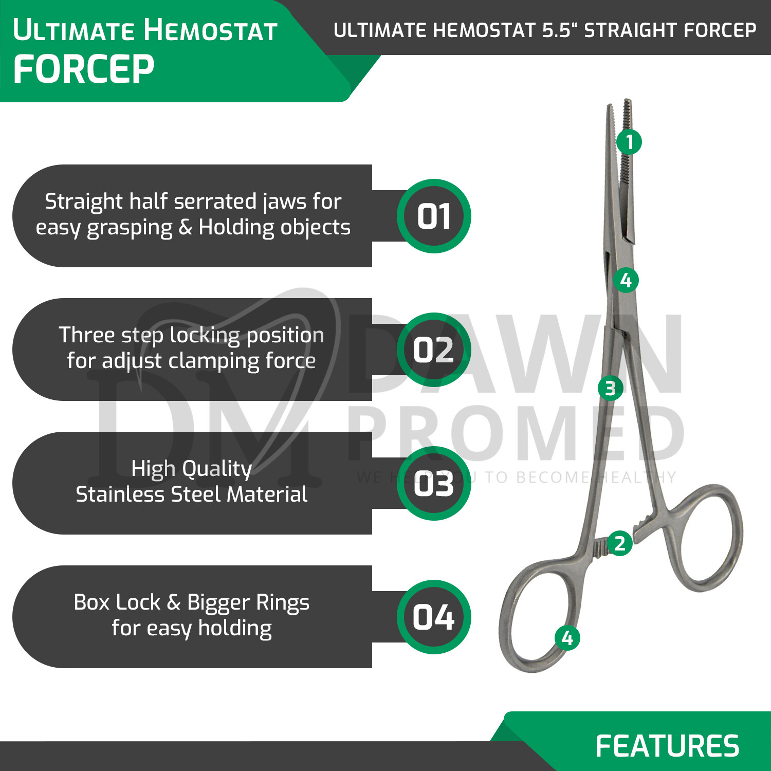 5 Pcs Kelly Hemostat Forceps 5.5" Straight Locking Clamp Fishing Plier German Gr