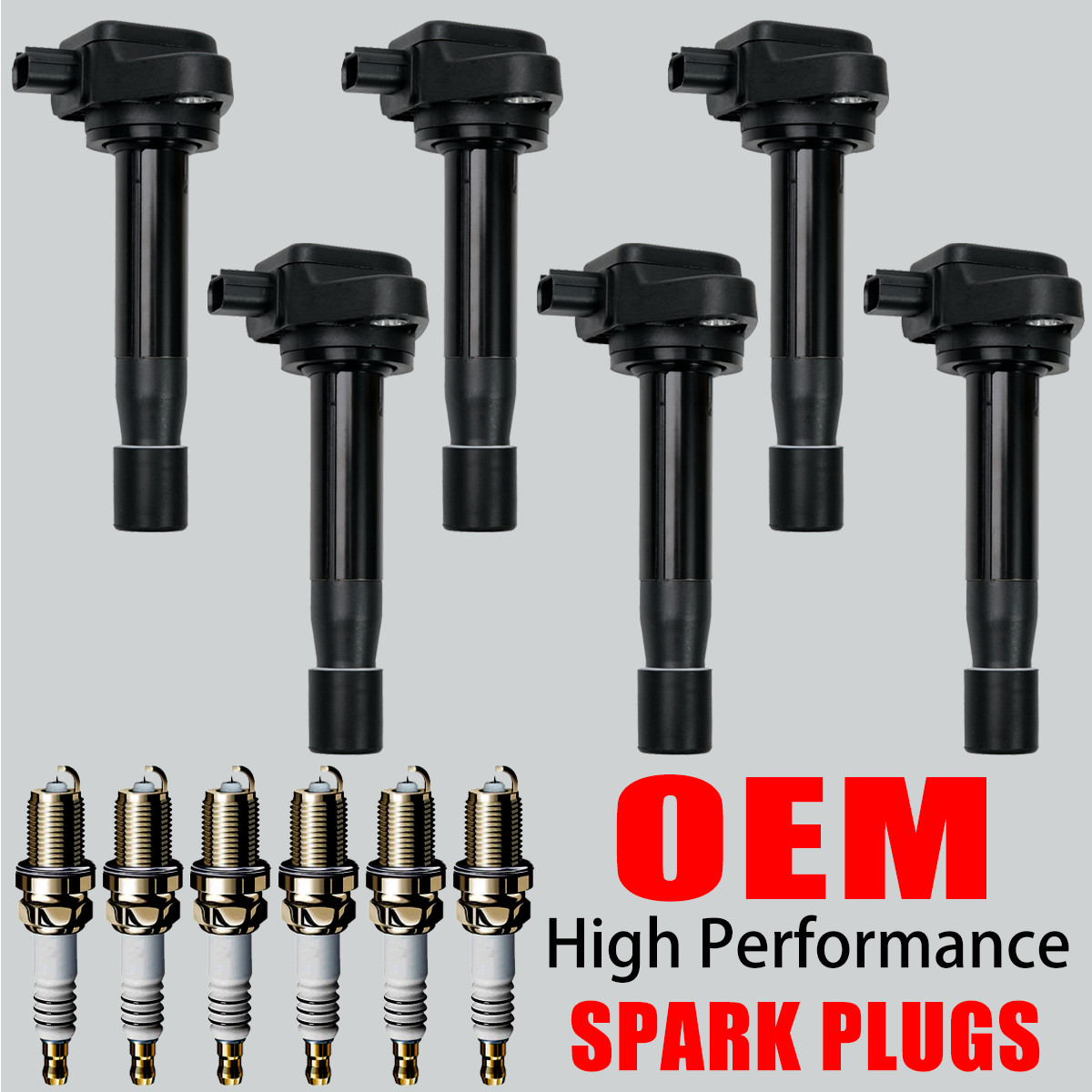 6X OEM Ignition Coils & Iridium Spark Plugs For Honda Accord Odyssey Acura UF603