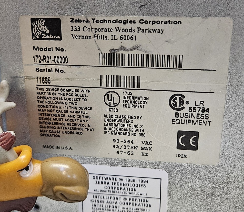 Zebra 172-R01-00000 Thermal Printer Label Applicator