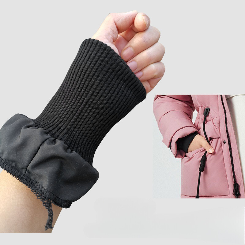 2pcs Warm Windproof Ribbed Cuffs for DIY Down Jacket Thick Sleeve Cuff Sewing