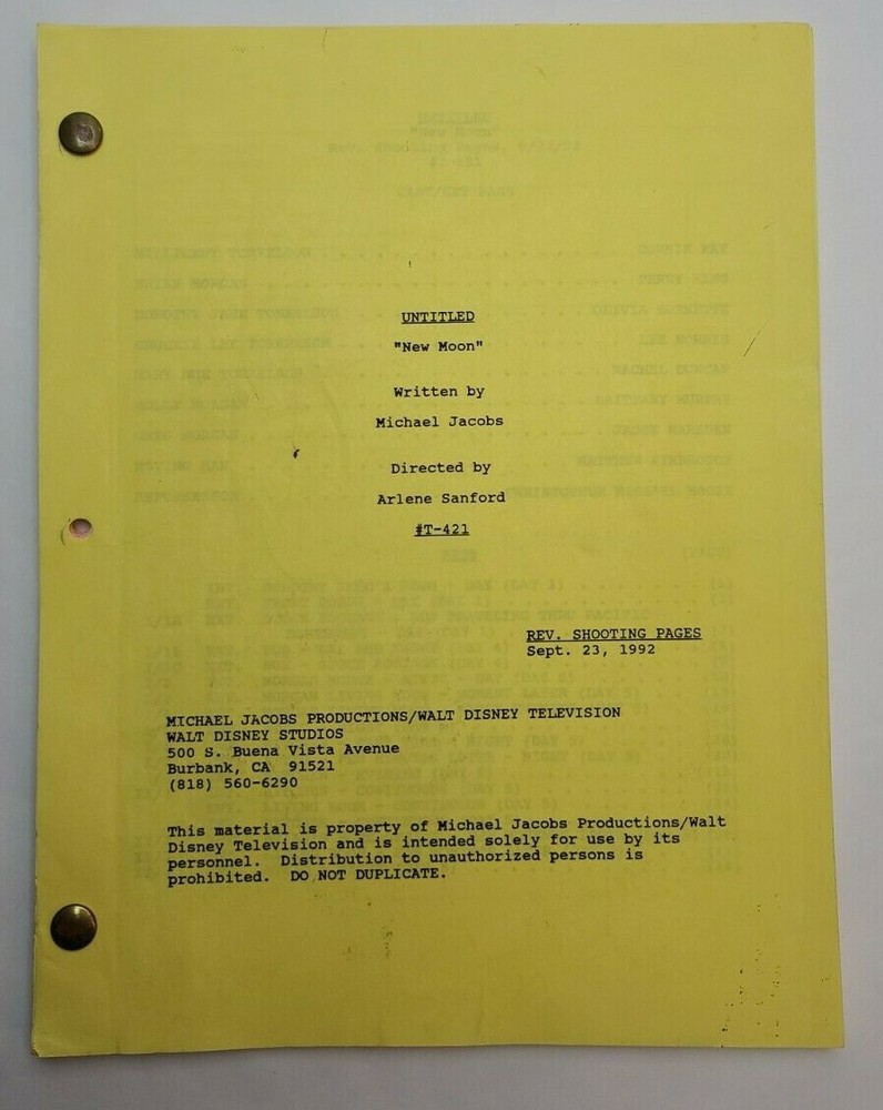 ALMOST HOME / Michael Jacobs 1992 TV Script PILOT EPISODE, Connie Ray "New Moon"