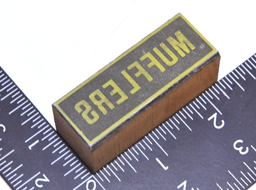 VINTAGE PRINTERS BLOCK MUFFLER ADVERTISEMENT