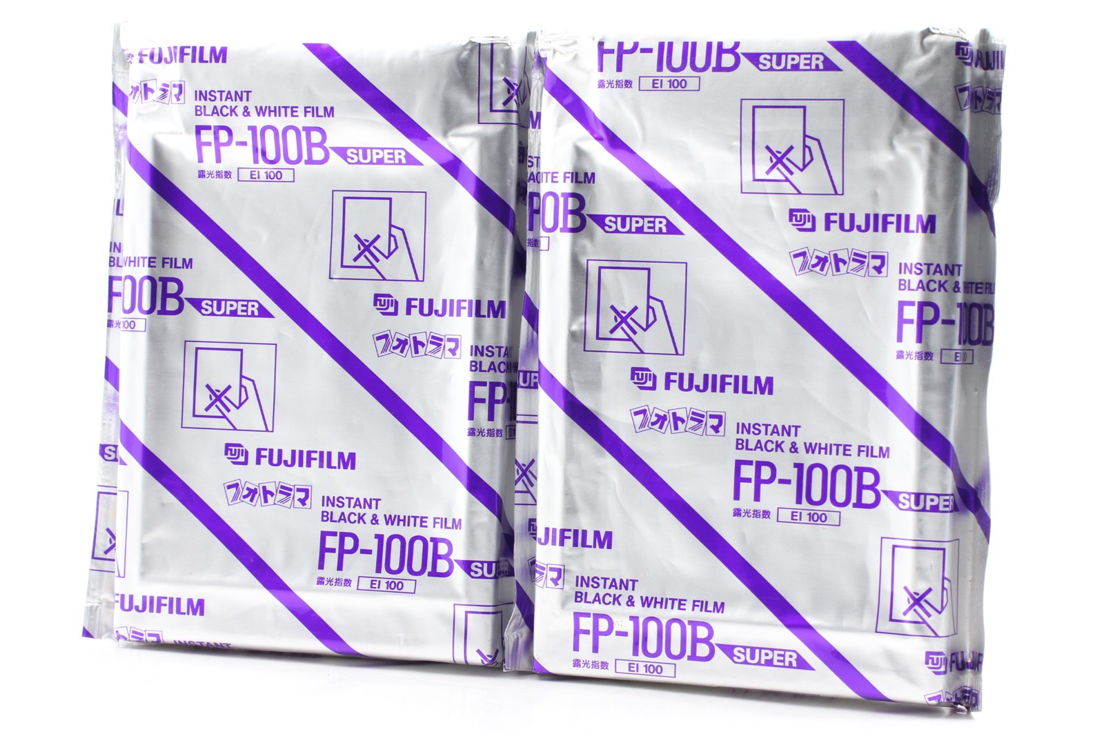 [Unused] 2 packs Fujifilm FP-100B 4x5 Super Instant B&W Film Expired 2002 JAPAN