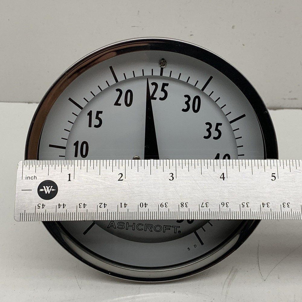 Ashcroft Temperature Gauge 0–50°C Thermometer Threaded Insert, 6" Stem, 5" Face