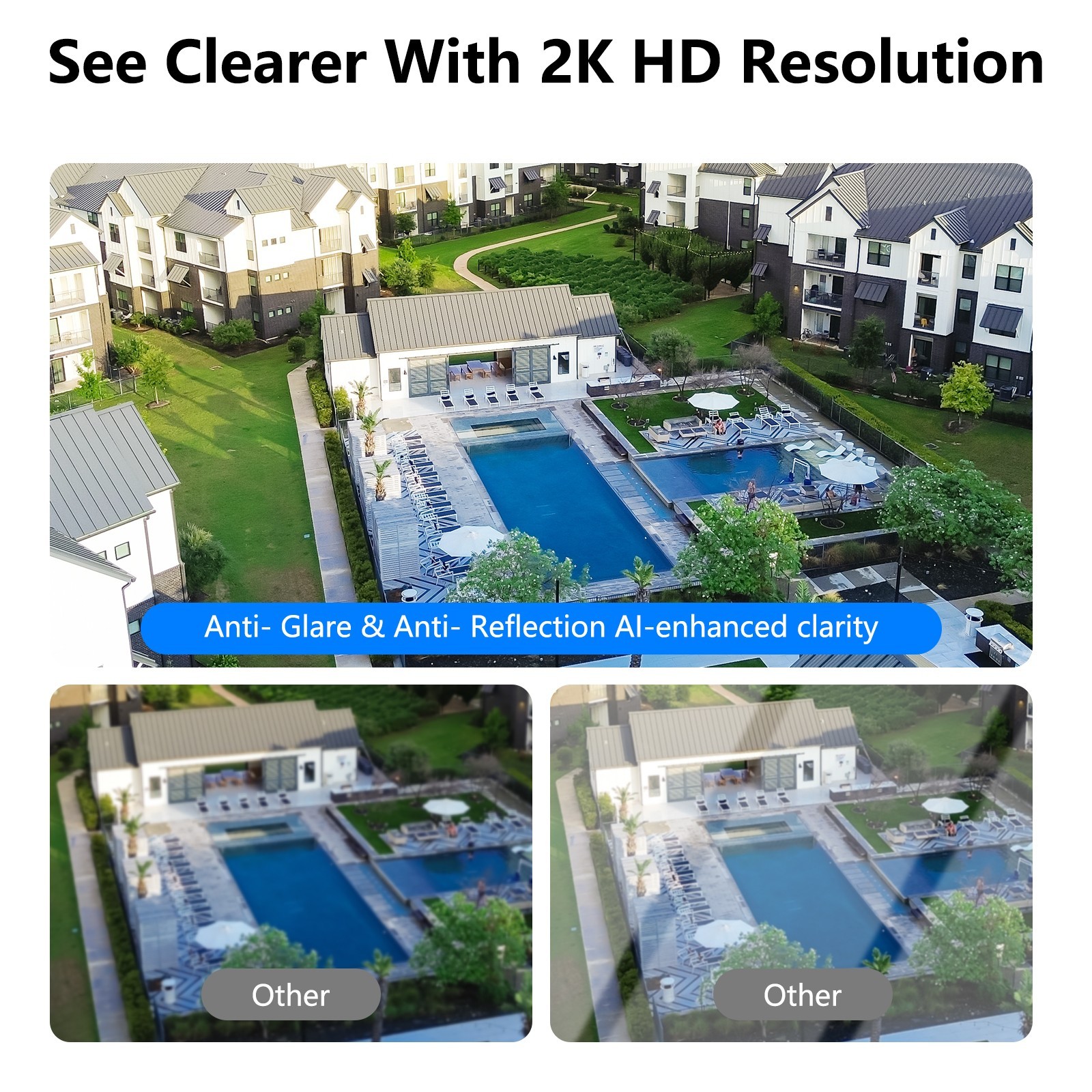 Wansview 3MP 2K Window Camera, 2.4Ghz Wifi Indoor Cameras for Home Security NEW