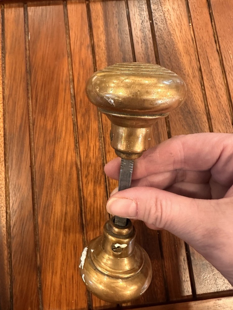 Antique / Vintage Door Knobs Cast Solid Brass Set Victorian Old Door Hardware