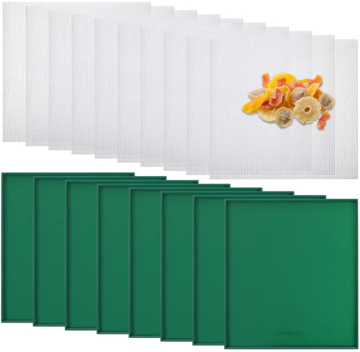8Pcs Silicone Dehydrator Sheets & 10Pcs Mesh Dehydrator Mats Non Stick Reusable
