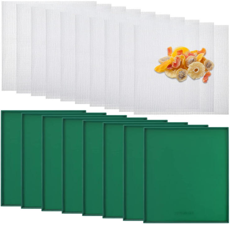 8Pcs Silicone Dehydrator Sheets & 10Pcs Mesh Dehydrator Mats Non Stick Reusable