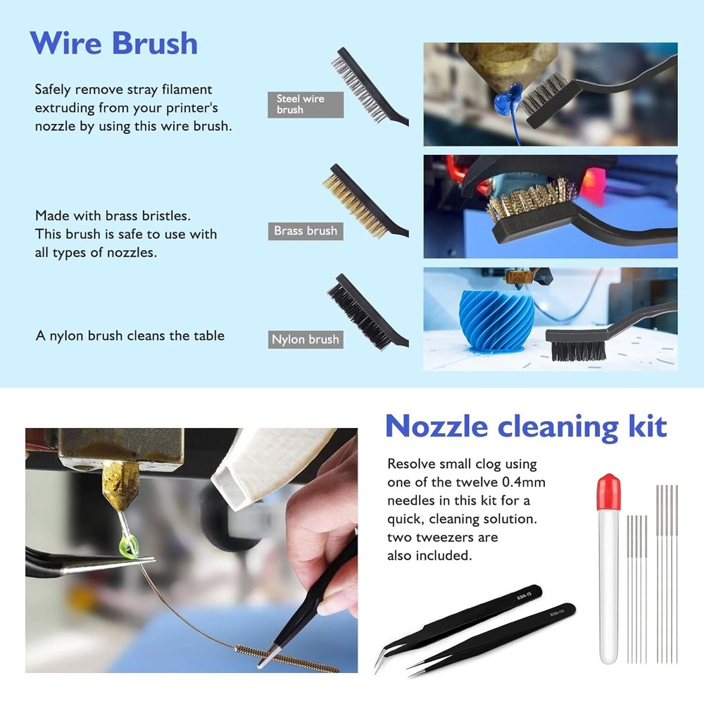 45PCS 3D Printer Tool Kit with Deburring Tool Digital Caliper Knife Set Tube