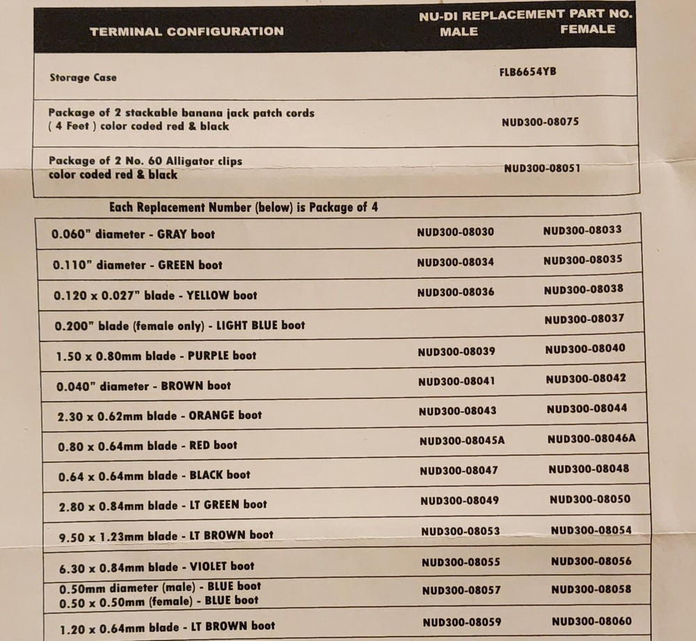 NUDI 105-R025F Flex Probe Test Kit