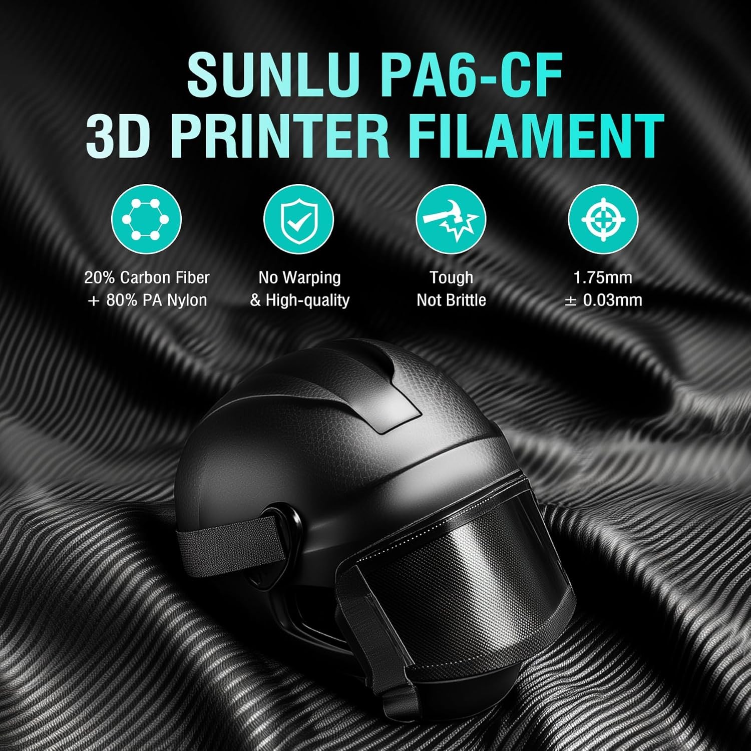 SUNLU PA6-CF Carbon Fiber Nylon Filament 1.75mm 4*1KG Stiff & Heat Resistant
