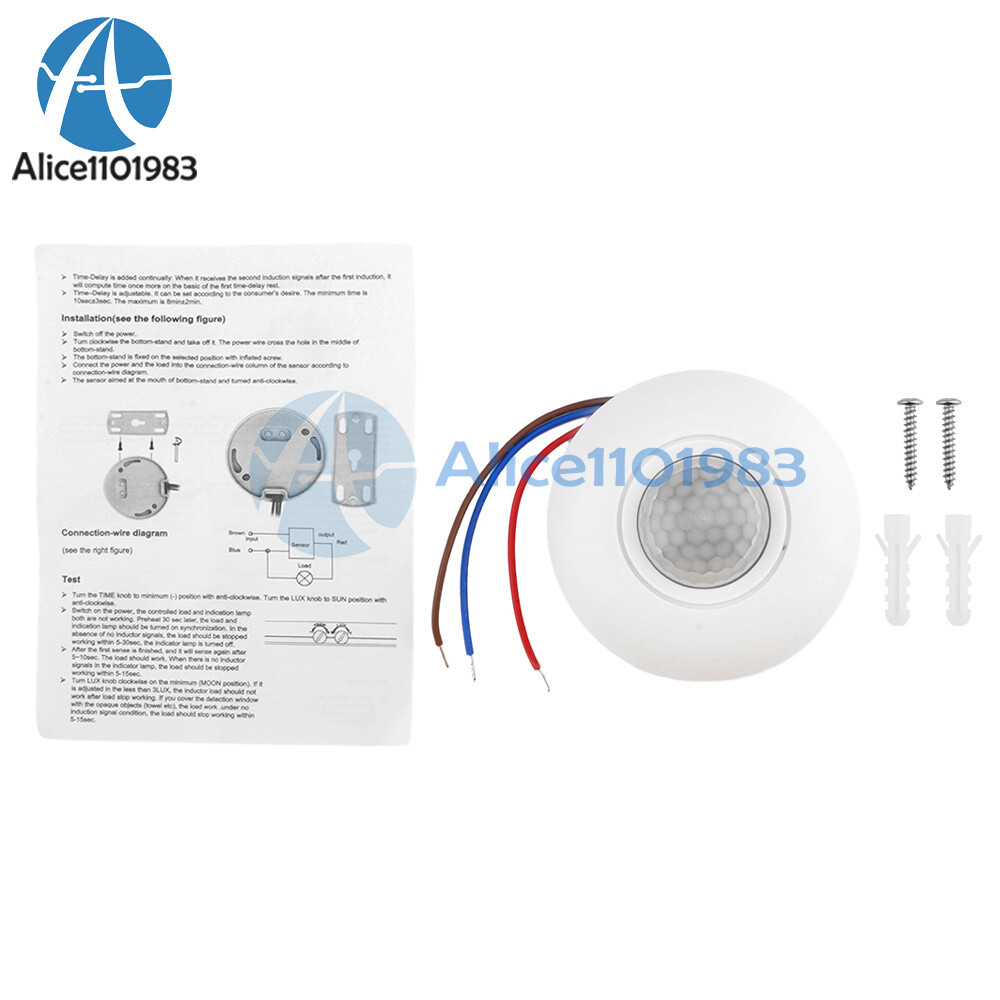 AC85-265V Infrared PIR Motion Induction Sensor 360° Detection For Ceiling Light