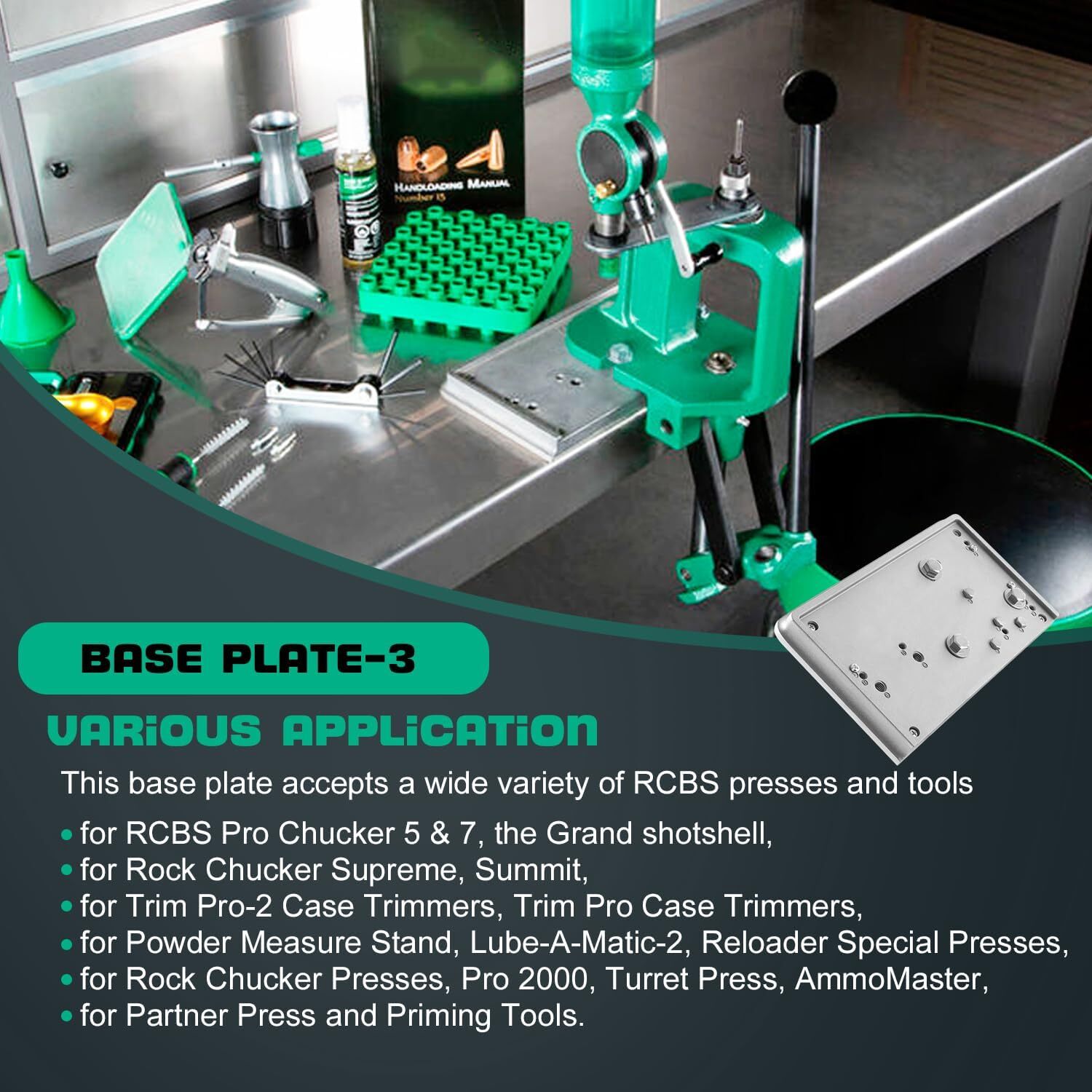 For RCBS Cast Aluminum 9282 Accessory Base Plate 3 Grey Shell Holder Accessory