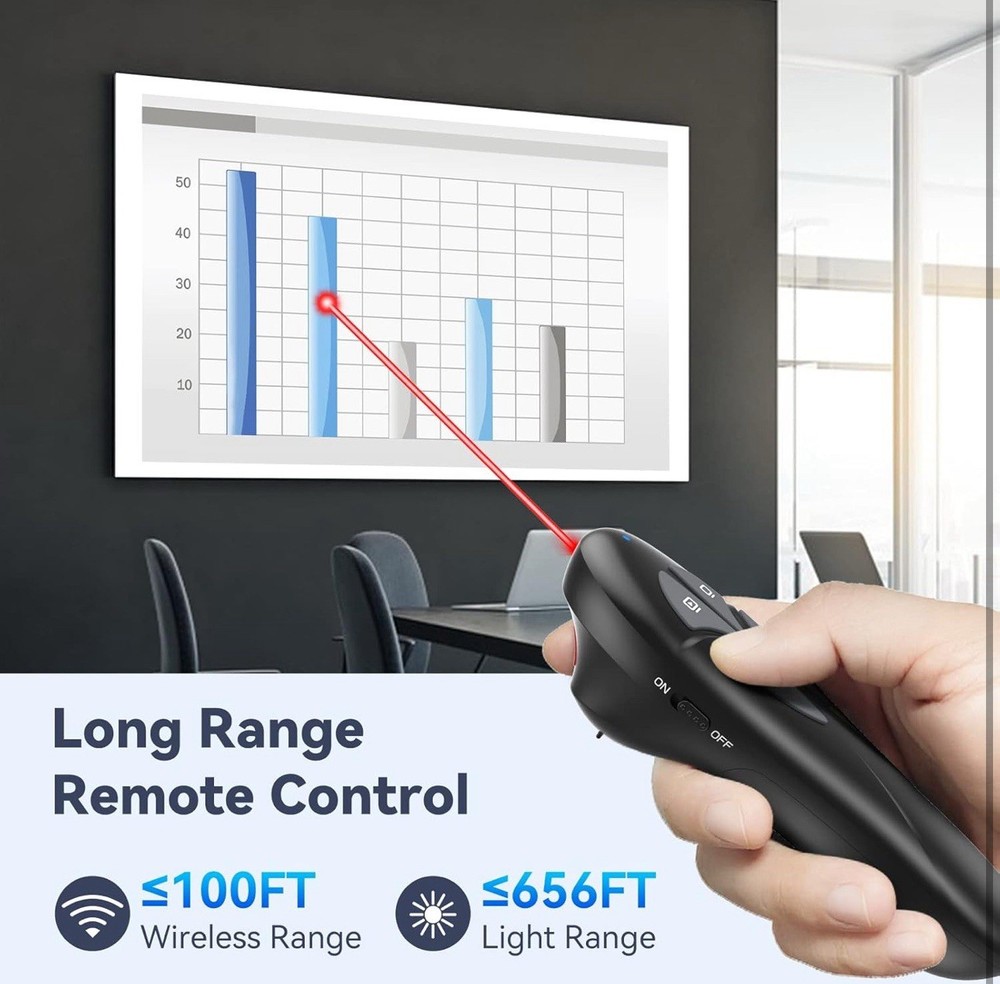 Presentation Clicker PowerPoint Wireless Presenter Remote: USB Type C Rechargeab