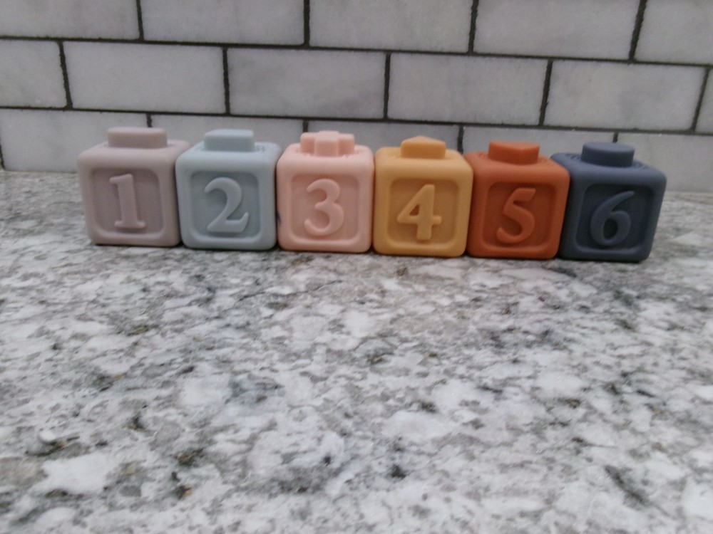 Babies Number Blocks, 1-6, Rubber, Stackable, Cubes