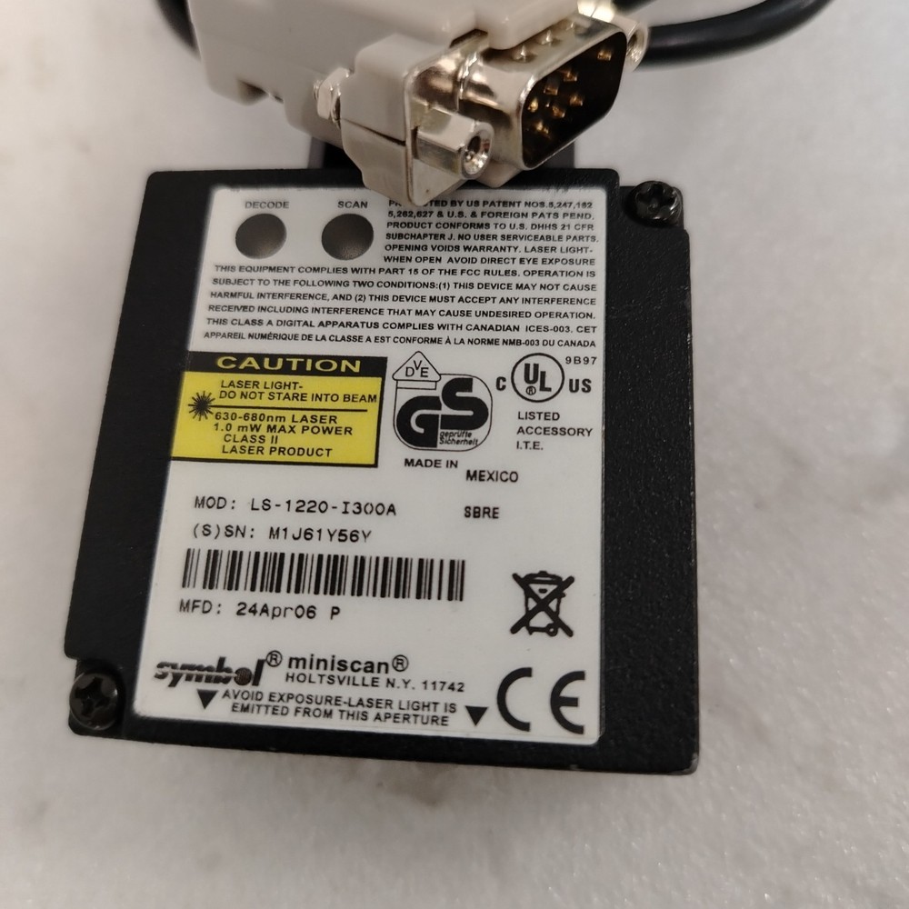 ASM 02-69013 + LS-1220-I300A Barcode Reader Cable With Barcode Scanner