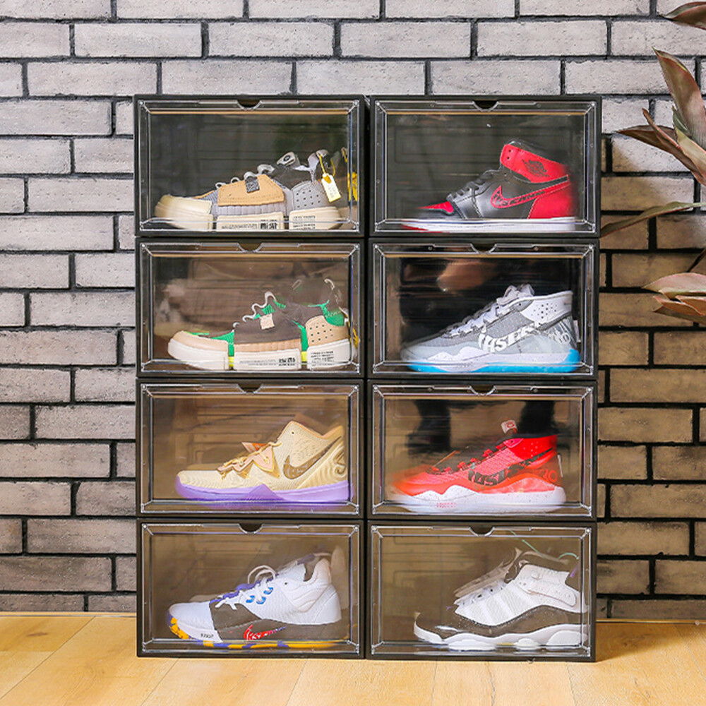 4/8/12x Shoe Organizers Box Sneaker Rack Storage PP Clear Boots Shelf Stackable