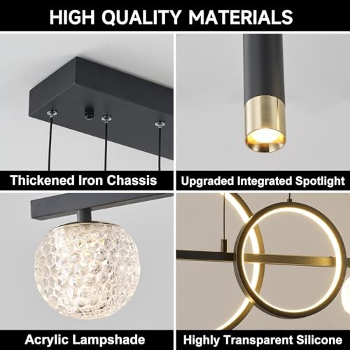 Modern LED Pendant Lights, Dimmable Linear LED 47in Spotlight+Ring+Bulb