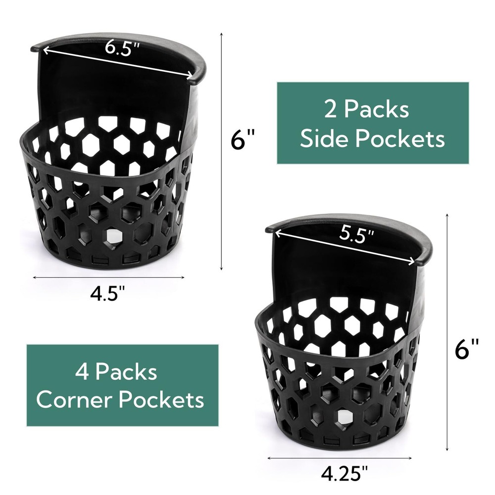 6 Pack Pool Table Pockets Heavy Duty Billiard Pockets Set Including 4 Corner ...