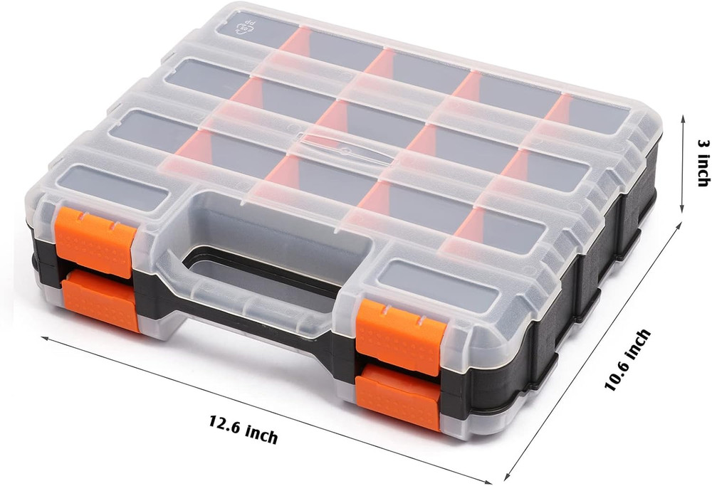 Double Side Tools Organizer, Customizable Removable Plastic Dividers, Hardware B