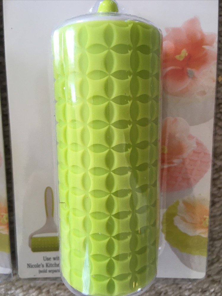 2 Nicole's Kitchen Fondant Embosser Rollers - 2 Different Patterns HTF NIP