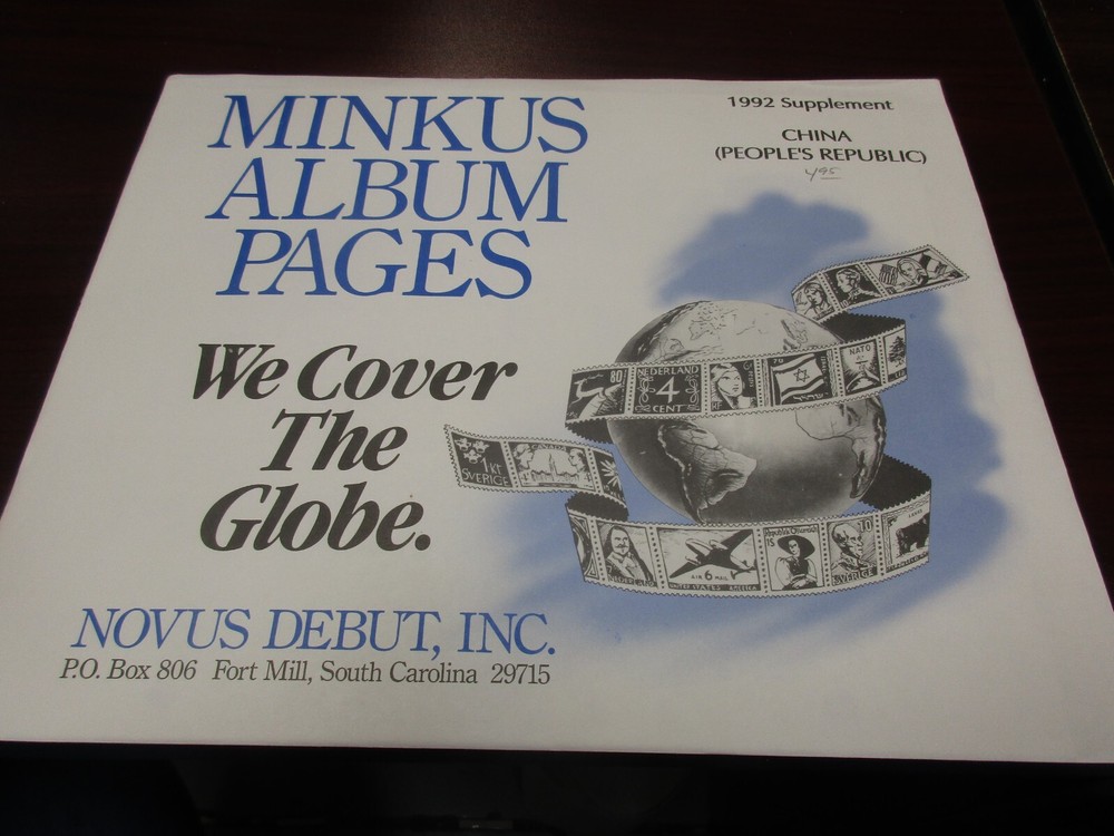 "MINKUS"  1992  SUPPLEMENT CHINA  W/FREE SHP.