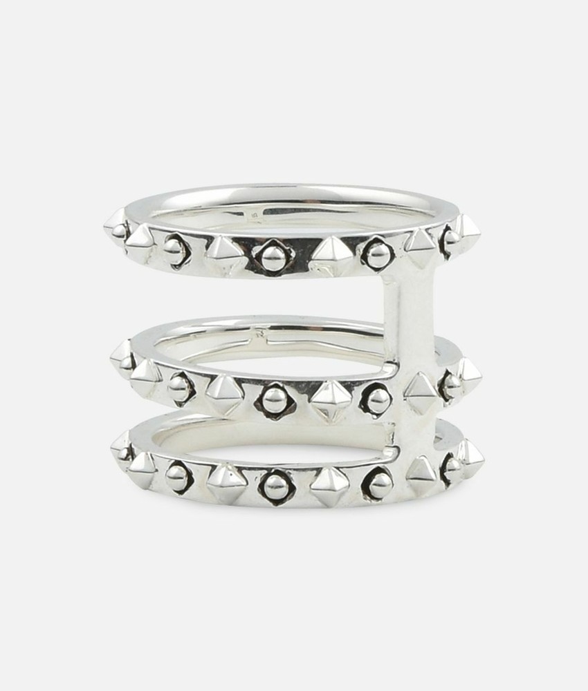 New Auth KARL LAGERFELD Paris Silver-Toned TRIPLE STACK RING Ring 52 US-6
