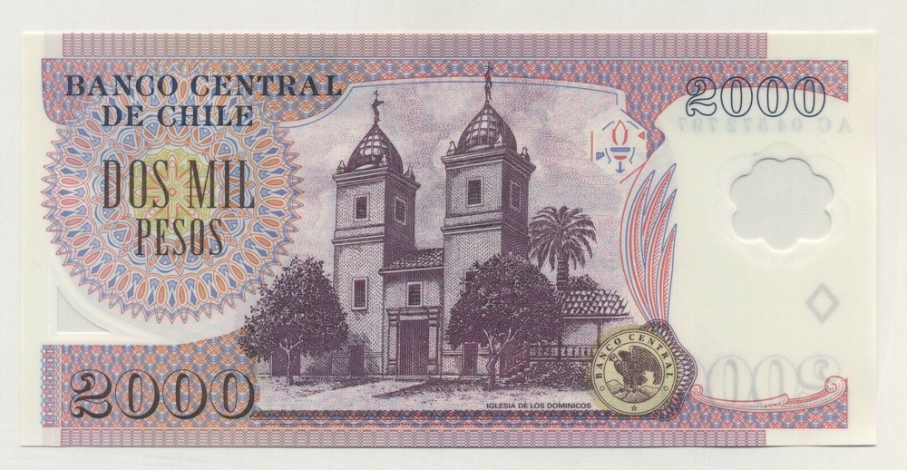 Chile 2000 Pesos 2004 Pick 160.a UNC Uncirculated Banknote Polymer