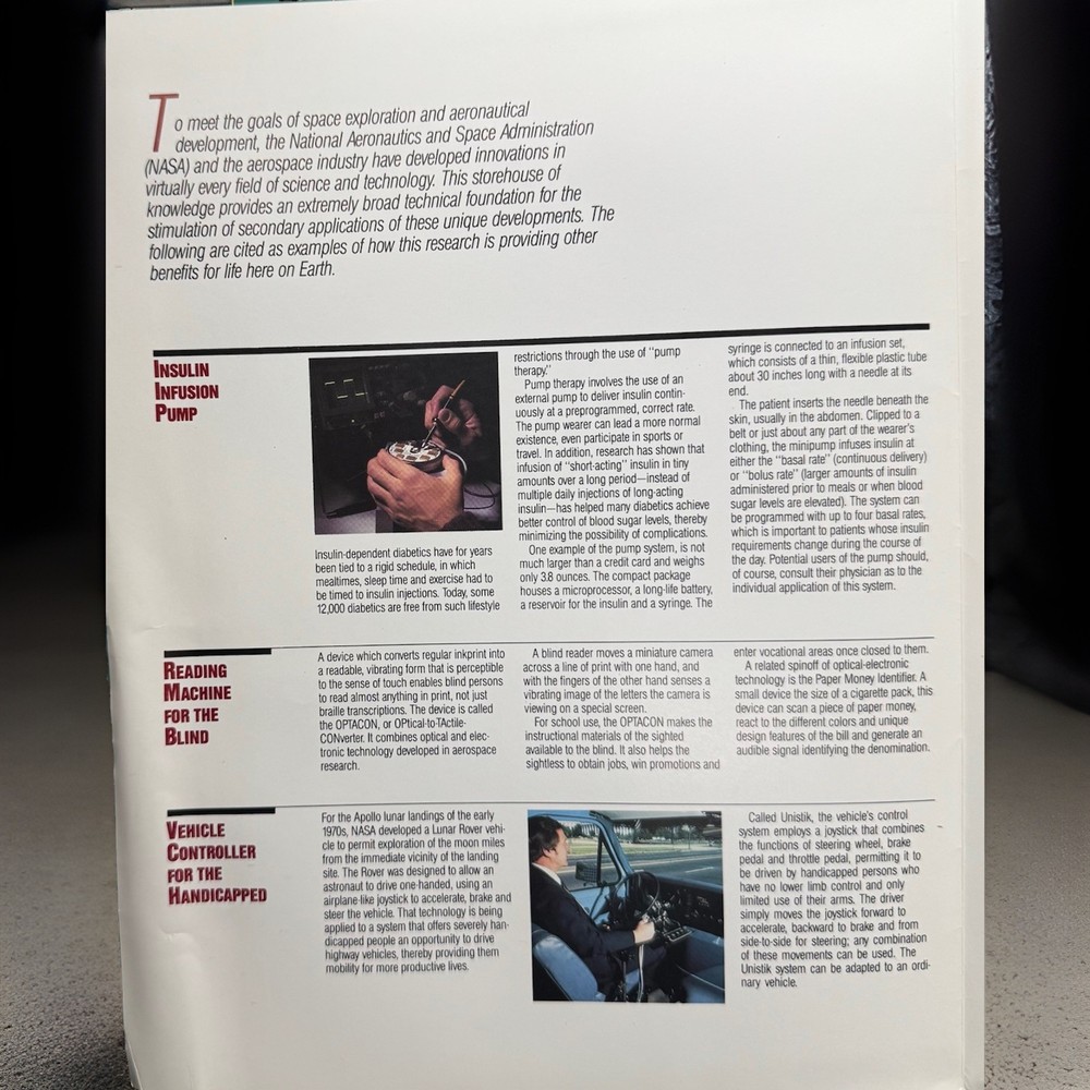 NASA Space Program Benefits Brochure 1980s Astronaut Apollo Tech Spinoffs
