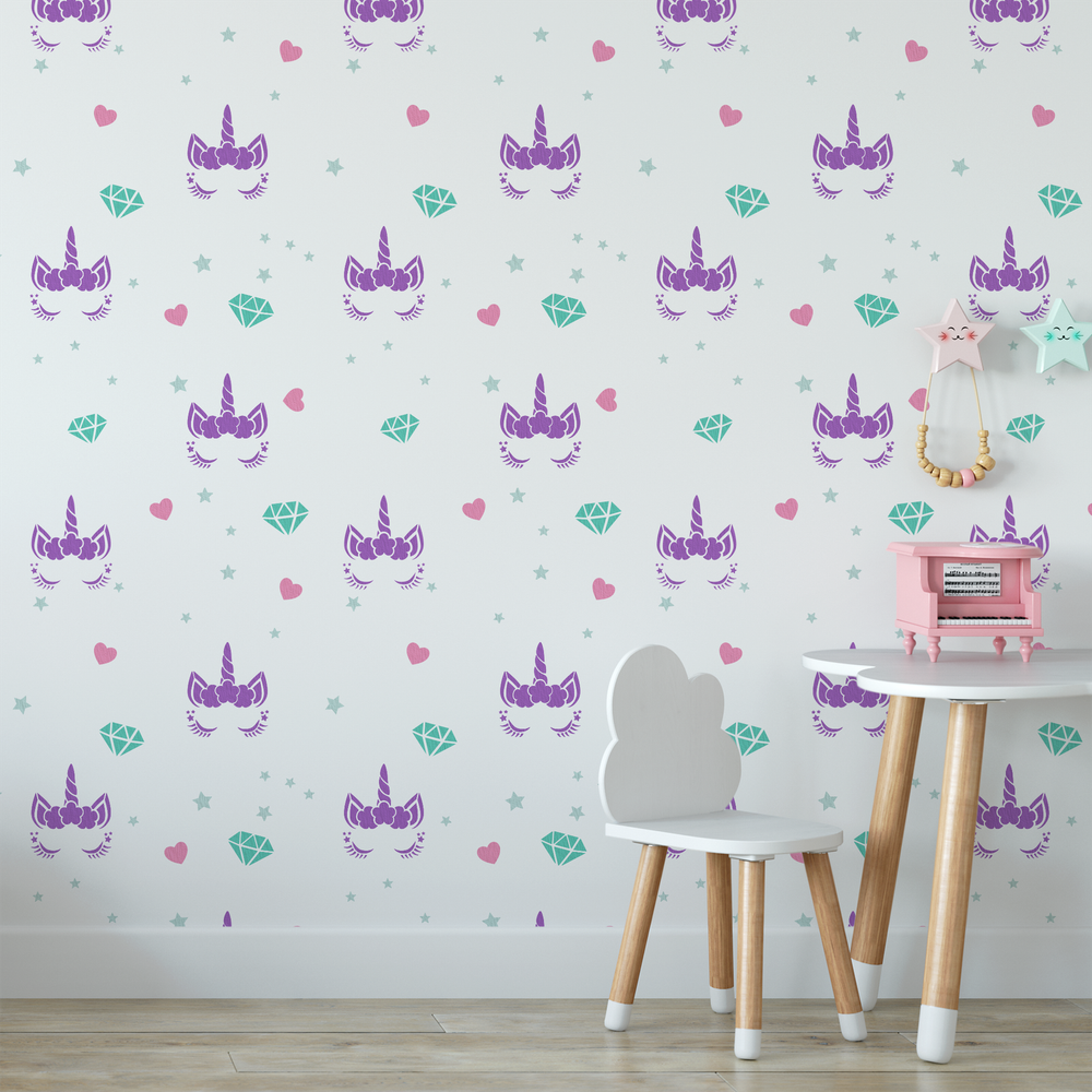 Unicorn Face Pattern Wall Stencil - Durable & Reusable Mylar Stencils