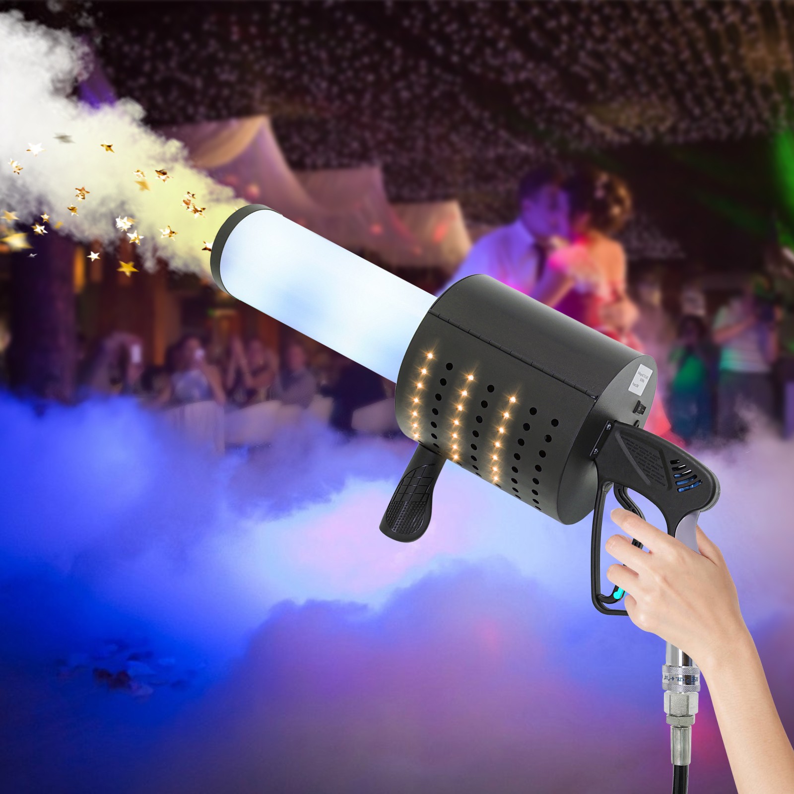 Handheld CO2 Jet machine Cannon Fogger RGB Smoke Gun LED CO2 Gun Stage Effect