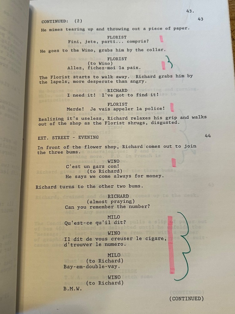 FRANTIC MOVIE ORIGINAL SCREENPLAY SCRIPT HARRISON FORD