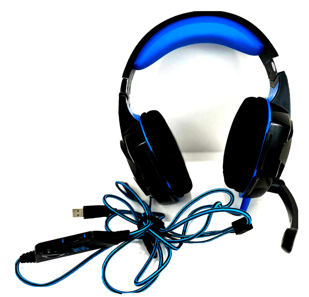 Kotion Each G2000 Black Blue Adjustable Wired USB Over Ear Gaming Headset