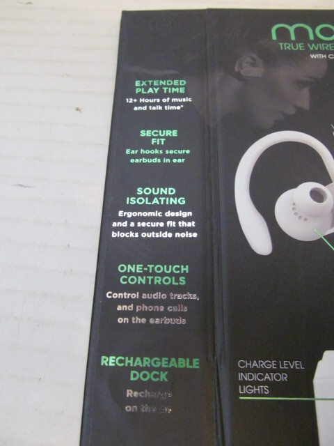 Biconic Motion True Wireless Earbuds with Charging Dock, White