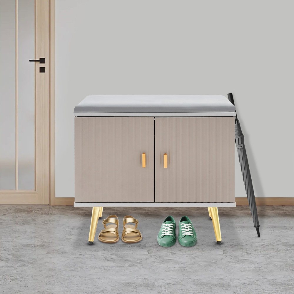 Freestanding Shoe Storage Bench Rectangular Shoe Bench with Cabinet Storage NEW