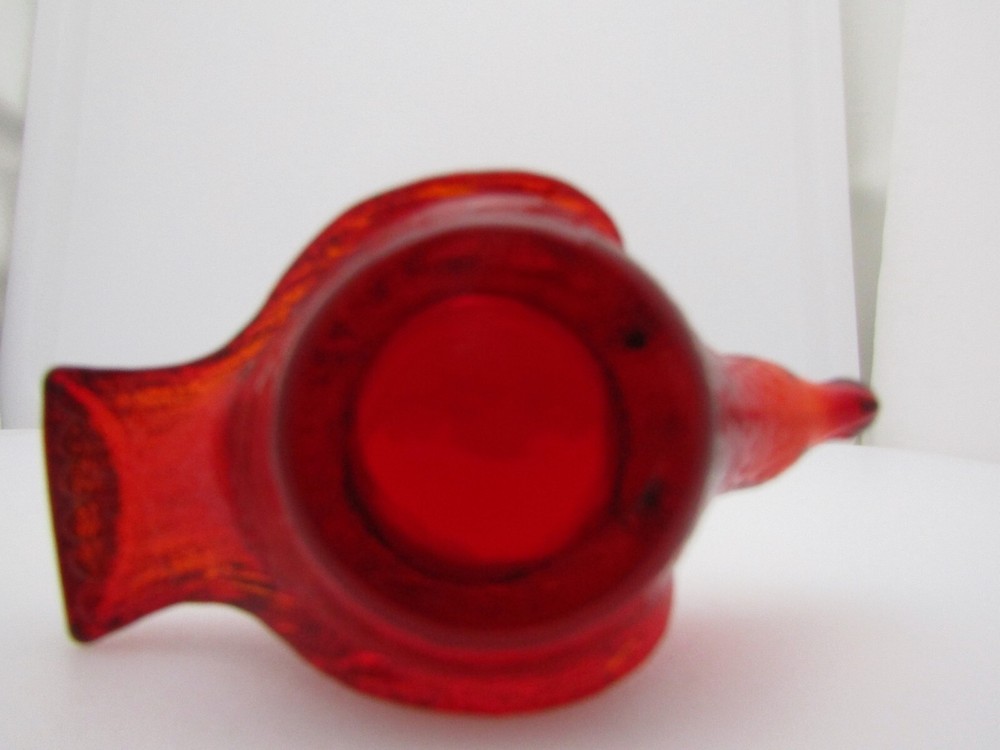 E.E. Ed Bowman 2009 Ruby Red Summit Bird with Berry Open Salt Dip Candle Holder